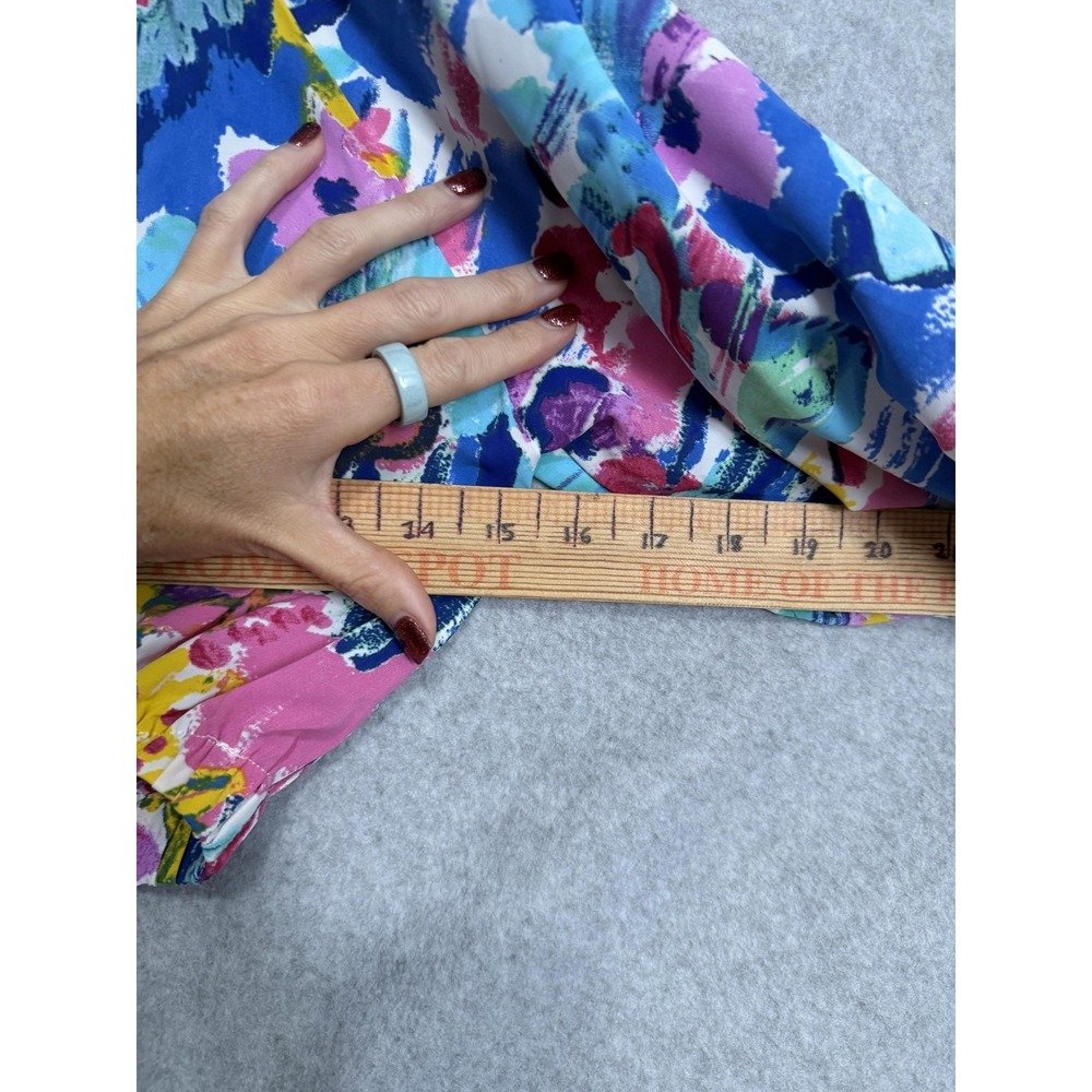 THML Boho Dress Womens M Floral One Shoulder Ruffle Maxi Belted Sundresscheck - Picture 6 of 9